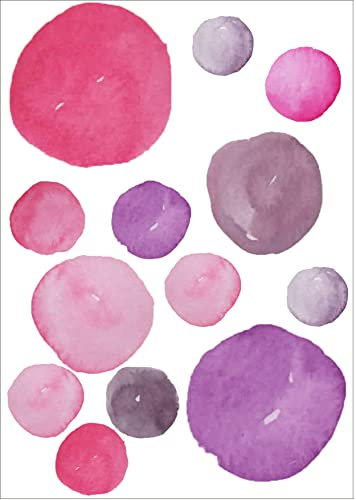 wolga-kreativ Wandtattoo Wandsticker Wandbild 60 Stück Wasserfarben lila pink Punkte Tupfen Set Wanddeko Set Kinderzimmer Spielzimmer Babyzimmer Mädchen Junge-n Baby Zimmer wandtattoo