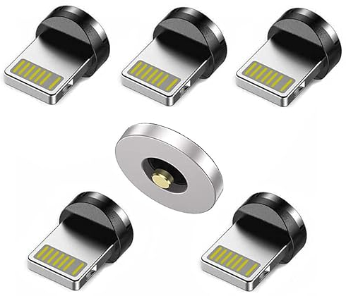 5x Adapter Stecker rund Ersatzadapter für Magnet USB Ladekabel kompatibel mit iPhone 12 13 Pro Max mini 11 XS XR X 10 8 7 6S 6 Plus 5 SE