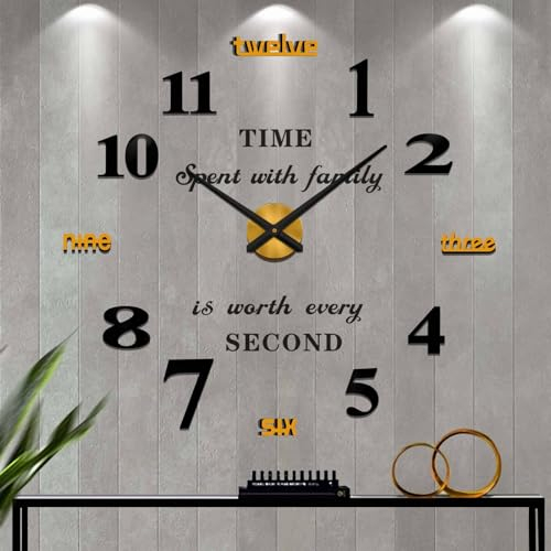 Vangold Moderne Mute DIY große Wanduhr 3D Aufkleber Home Office Decor Geschenk