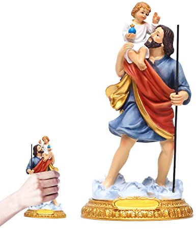 Niktule 8.7 Inch Tall Resin Figurines, St. Joseph and Child Jesus Statues, Catholic Religious Renaissance Collection Decoration Table Ornament