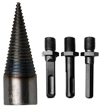 Punta Spaccalegna, Cono per Trapano Spaccalegna da 50 mm con 3 Manici per Trapano (Quadrato/Rotondo/Esagonale), Spaccalegna Cono di Legno per Martello Elettrico e Trapano a Mano