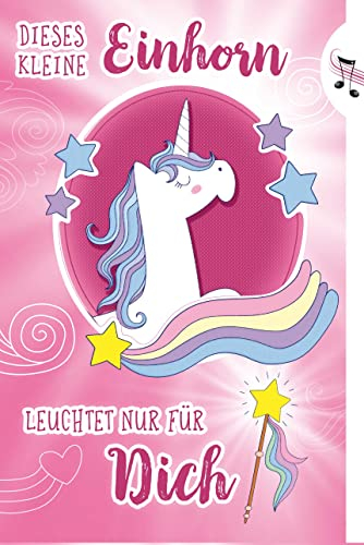 bentino Geburtstagskarte für Mädchen mit leuchtendem Einhorn, Grußkarte spielt eine schöne Melodie mit tollem Klang, DIN A5 Set mit Umschlag, Glückwunschkarte mit Musik