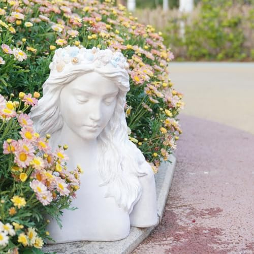 DiliComing Face-Planters Pots Head Planter - 34,9 cm Ozean-Stil Große Blumentöpfe Outdoor mit Drainageloch für Gartenornamente Pflanztöpfe für Terrasse und Hofdekor 29,8 x 20,3 x 34,9 cm