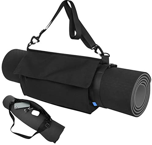 PW TOOLS Yogamattenträger | Multifunktionale Yogamattengurte zum Tragen,Verstellbarer Schultergurt, Yogamatte, Reisetasche, gemustertes Segeltuch mit Tasche und Reißverschluss für Yoga, Studio