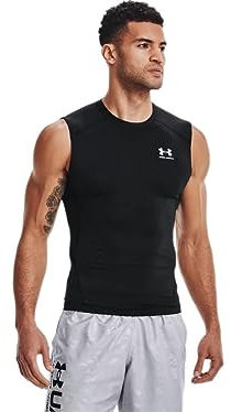 Under Armour Men's HeatGear Compression Sleeveless T-Shirt, Black/White, Large High, Black/White, L Long