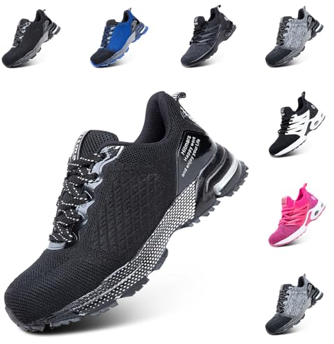 Hitmars Arbeitsschuhe Herren Sicherheitsschuhe Damen Stahlkappe S3 S1 Leicht S2 Arbeits Schuhe Stahlkappenschuhe Schutzschuhe Sicherheitsschuhe Unisex C Schwarz 43