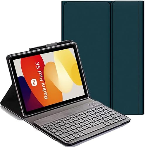 YHFZR Spanish Keyboard Case Ñ für Xiaomi Redmi Pad SE, Spanish Ultra Slim Keyboard Case mit magnetisch abnehmbarem drahtlosem Bluetooth für Xiaomi Redmi Pad SE 11 Zoll, Grün
