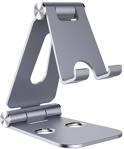 Simpeak Tablet Stand, Dual Foldable Aluminum Holder Universal Phone Stand Holder Compatible with iPhone iPad and All 4-10 inch Devices