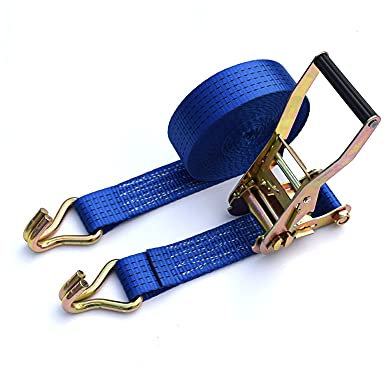 Sangle D'Arrimage Sangles à cliquet Professionnelles Robustes de 50 mm - 15 m - Force de Rupture de 5 tonnes pour des Charges d'arrimage jusqu'à 1 Tonne,Bleu