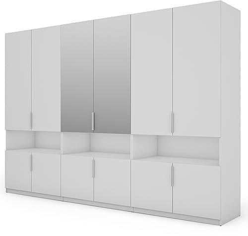 e-Meblast Kleiderschrank 230x59cm Schubladen Kleiderstangen Bücherregal