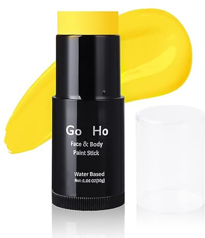 Go Ho Water Based Yellow Face Paint Stick Washable (1.06 Oz),Non-toxic Cream Body Paint,Full-coverage Face Body Paint Makeup Stick for Adults Children Theater Halloween SFX Cosplay