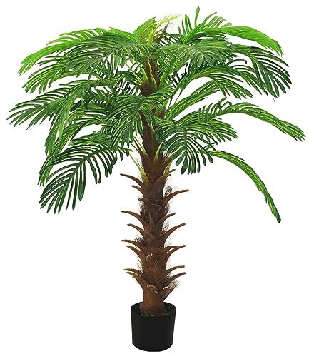 Homgoday Artificial Cycas Palm Tree with Vase 140 cm Green Home Furniture Indoor Outdoor Living Room Bedroom