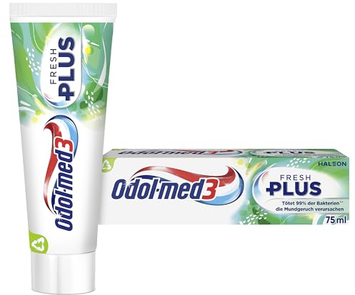 Odol-med3 Fresh+ Zahnpasta, Zahncreme mit Minzgeschmack für ein Frischegefühl, das selbst nach dem Zähneputzen anhält, 75ml