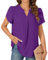 TAOHUADAO Women's Tops Summer Casual Blouse V Neck Petal Short Sleeve T-Shirts Dressy Chiffon Tunic for Leggings, Purple L