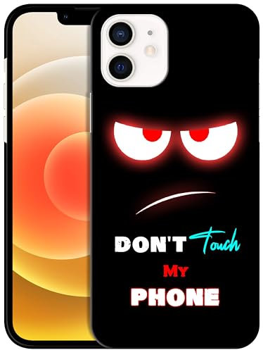 GlamCase for iPhone 12 Mini, iPhone 12 Mini Case - Don'T Touch My Phone Design Printed Slim & Sleek Cute Plastic Hard Snap on Protective Designer Back Phone Case/Cover for iPhone 12 Mini White