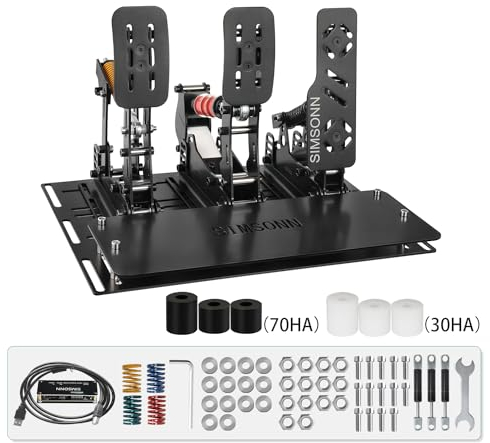 SIMSONN Plus X Sim Racing Pedale PC Racing Simulator Pedale HE Hydraulik pedal Unterstützt VAM, VAM RPO VibrationsmotorUnterstützung für haptische Pedals Reactor Schwarz (PLUS X P3-H3-Plate