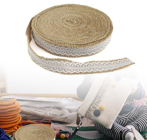 AMONENZ Spitzenband, 20 m Vintage Juteband, Juteband Natur, Verwendet für Geschenkverpackungen, Kunsthandwerk, Heimdekoration, Party-Hochzeitsdekoration