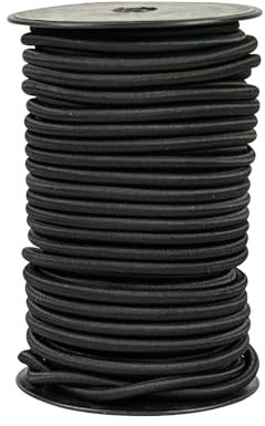 Corda Elastica Nero 6 mm X 30 m, Corde Elastiche Cavo Elastico Marino Corda Gomma per Teloni, Bagagli, Campeggio, Kayak, Lacci per Scarpe, Progetti Fai Da Te (Nero, 6MM X30M)