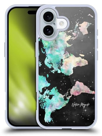 Head Case Designs Offizielle Nature Magick Turquoise Green Painting Watercolor World Map Teal Pink Soft Gel Handyhülle Hülle kompatibel mit Apple iPhone 16