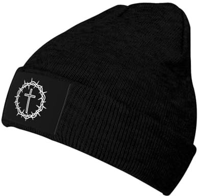 Schlaf Kappen Jesus Christus Kreuz Herz Johannes 3 16 Schwarz Beanie Haube Komfortabel Schädelkappen Warm Mütze Für Ski Reisen Winter