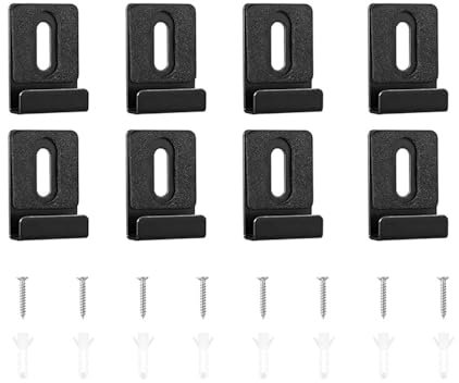 Lot de 8 clips de miroir en métal avec vis pour miroir sans cadre, montage mural, matériel de suspension robuste pour miroir, carrelage, noir