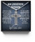 An meinen/unseren Sohn Kreuz Kette mit personalisierter Nachricht Halskette an meinen Sohn zum Geburtstag, Weihnachten (Blau, Personalisiert)