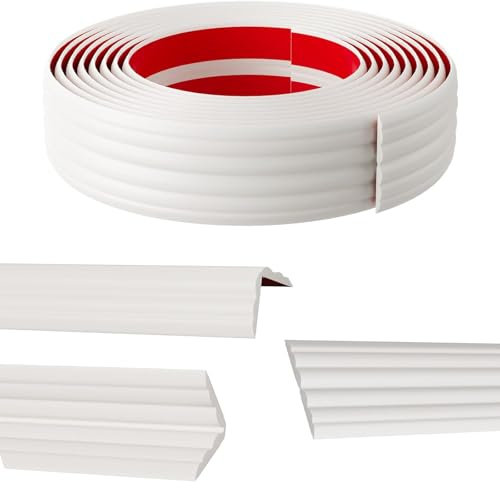20MM Multifunktion Zierleisten Selbstklebend, Benutzt für Eckenschutz Kantenschutz, Flexible Zierleiste für Türen, Fenster, Wände und Böden, Schälen und aufkleben Weichsockelleiste (Weiß, 3M)