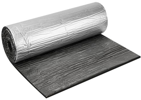 Baketron Dämmmatte mit Aluminiumfolie Selbstklebend 10mm Schallschutzmatte Feuchtigkeitsfest, Feuerfest Dämmung Isolierung Schallschutz,50cm x 200cm = 1㎡