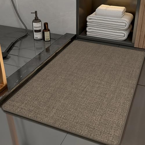 Topzywlc Absorbent Bath Mat Non Slip Anti Mould 45 X 70 cm, Quick Dry Magic Bathroom Floor Mat, For Bathtub, Bedroom, Kitchen, Toilet, Door, Washing Table (Brown, 45x70 cm)