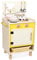 Janod Cocina Infantil de Madera-Equipada con Horno, Fregadero y 11 Accesorios Incluidos-Botones Rotativos con Sonido-A Partir de 2 años, J06641, Color Amarillo, 29.5 cm x 45 cm x 76 cm (JURATOYS
