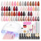 PEACECOLOR 44PCS UV Nagellack Set mit UV/LED Nagellampe, 22 Farben Gel Nagellack Set+4 Base Top Coat mit Matte und Glitzer, Rot Rosa Nude Nägel Maniküre Starter Set