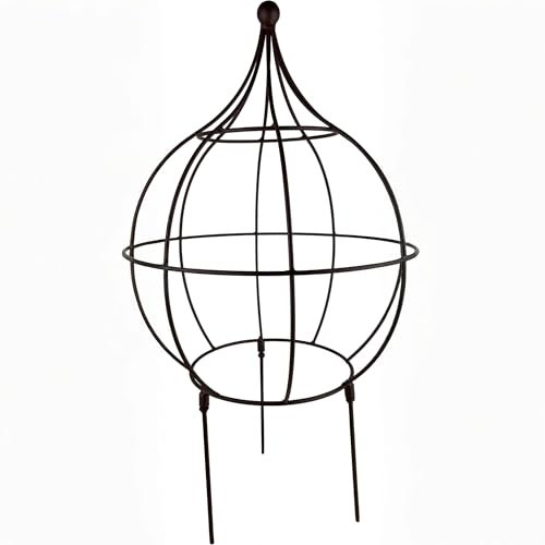 Rankkugel Zwiebel Rankhilfe Staudenhalter Metall Staudenstütze für kleinere Stauden H/Dia: 60/33cm Dunkelbraun lackiert