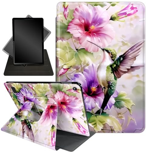 for Kindle Fire 7 case 2019 2017 Release 9th 7th Generation,360 Degree Rotating Stand Smart Protective Cover Case for Fire 7 2019,One Cute Hummingbird