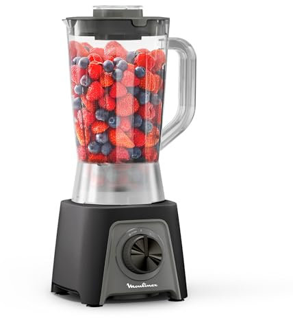 Moulinex Blendeo+, Frullatore da 1.5L con Lame Zelkrom e Smart Lock, Potenza di 450W, con 2 Velocità, Raffreddamento ad Aria, LM2C08F0