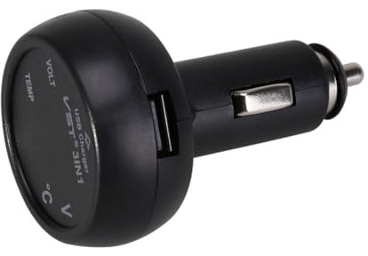 PartyKindom Cargador de Coche USB Voltímetro y Termómetro Automóviles de 12-24v Cargador de Coche con Pantalla LCD 8X43Cm