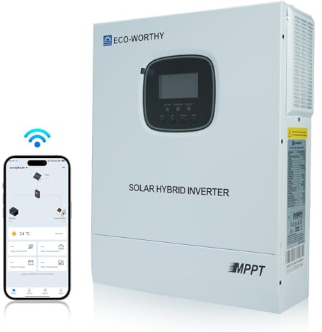 ECO-WORTHY 48V 3000W Off-Grid All-in-One Solar Hybrid Inverter | 60A MPPT & pure sine wave,4 smart charging modes,7 protections,Off-grid only. Wi-Fi monitoring. For caravan, camping, cabin