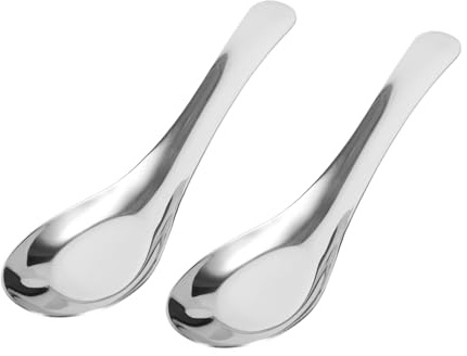 TOPBATHY 2stücke Edelstahl Suppenlöffel Mehrzwecklöffel für Müsli und Porridge Essbare Löffel mit Edlem Design für Zuhause Restaurants und Hotels