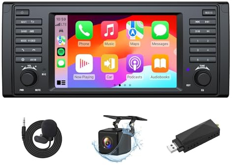 Eonon 7 Zoll Android 14 3+32GB für BMW 5 E39 (1995-2002) GPS CarPlay Android Auto WiFi USB EQ Bluetooth Screen Mirroring SWC Autoradio Rückfahrkamera + USB DAB-Dongle