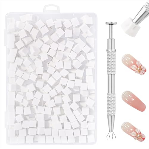 Nail Art Schwämme 200 Stück Weiß Sponge Nagel Pinsel mit Metallgreifer Nagelkunst Schwammpinsel für Ombre Gradient Nagelzubehör Nageldesign