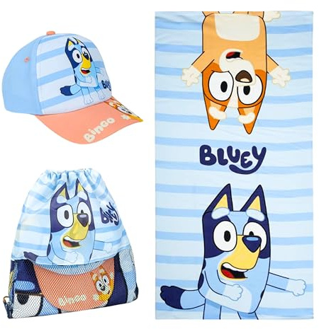 BlueY Set Berretto da Baseball, Asciugamano e Zaino con Coulisse, 3 Pezzi per Bambini, Regalo Estivo per Spiaggia, Piscina e Gite per Ragazzi e Ragazze