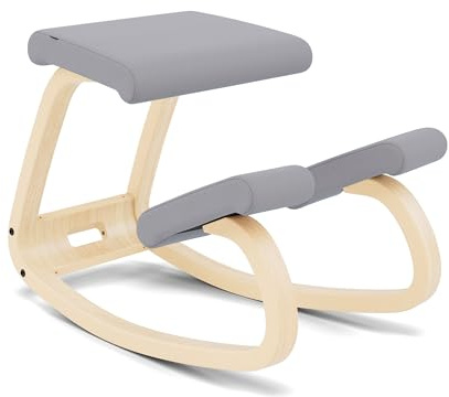 Varier Variable Ergonomischer Kniestuhl, Schaukel-Bürostuhl ohne Rollen | Ergonomischer Kniestuhl ohne Rückenlehne mit Schaukelfunktion für aktives Sitzen; gepolsterter Sitz, bis 110 kg belastbar