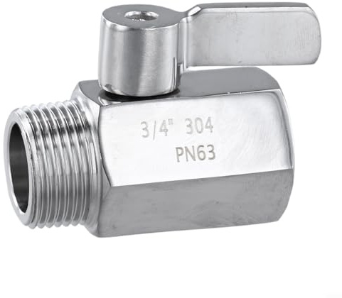 Raccord de robinet de jardin en acier inoxydable de 1,9 cm, robinet à boisseau sphérique robuste pour arrêt de l'eau en plein air, raccord quart de tour sans danger pour boire