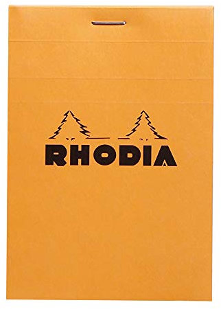 Rhodia 12200C - Notizblock (geheftet, mikroperforiert, kariert, 85 x 120 mm, 80 Blatt) 1 Stück orange