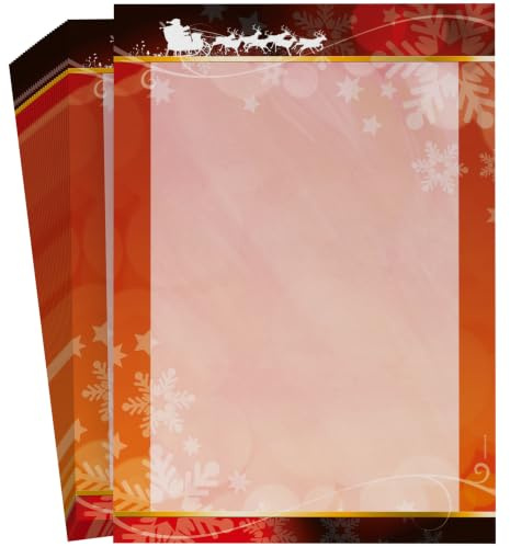Weihnachtsbriefpapier 100 Blatt A4 | Santa Claus | 90g/m² | Laser/Ink/Copy/Hand | Made in Germany | inkl. Textvorlagen-Download