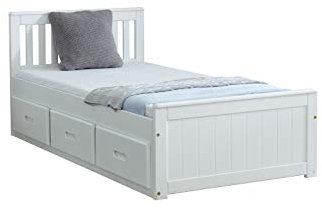 Mission Captains Storage Bed 3FT Single in White Pine