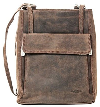 Bear Design Ledertasche Rucksack Schultertasche aus Büffelleder braun 6666