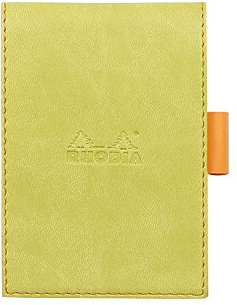 Rhodia 118206C Rhodiarama Notizblock (mit Schutzhülle Kunstleder, 8,4 x 11,5 cm, liniert, schick und elegant, ideal für Ihre Notizen) 1 Set, anisgrün