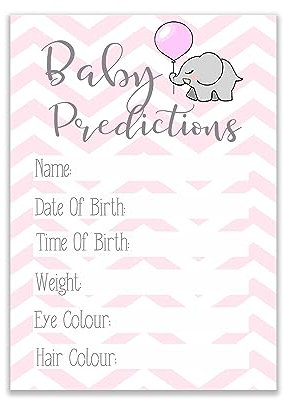 Baby Shower Pink Chevron Prediction Cards - 10 Pack Cute Elephant Design (BSPCHEVP)