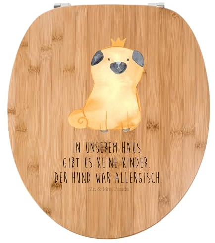 Mr. & Mrs. Panda Motiv WC Sitz Mops Krone - Geschenk, Sprüche, Hundemama, Klodeckel, König, Hund, Haustier, Toilette, allergisch, lustig, Hundemotiv,