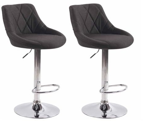 CLP 2er Set Barhocker Lazio Mit Stoffbezug I Höhenverstellbarer Und Drehbarer Hocker Mit Fußstütze In Chrom-Optik, Farbe:dunkelgrau